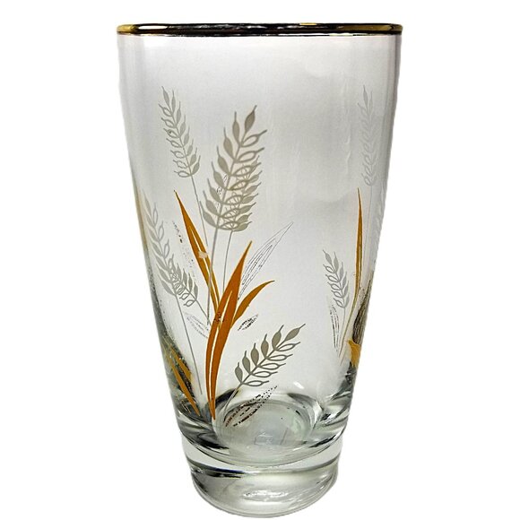 Libby Other - Libby Wheat Spray Cocktail Glasses, White and Gold Wheat Tumblers, Circa 1960